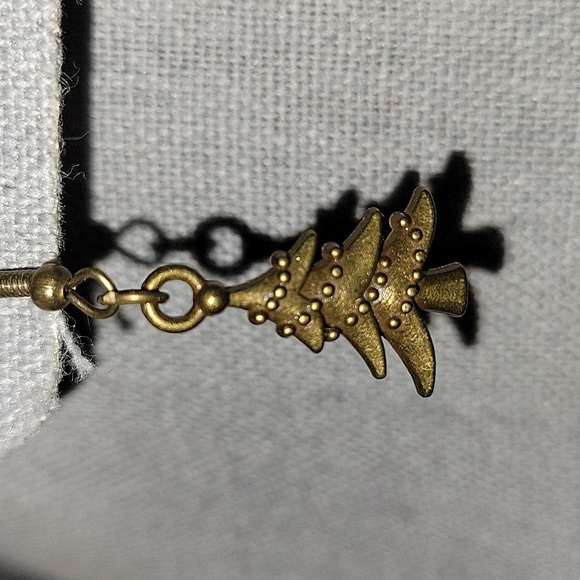 Bronzetone Christmas Tree Earrings - Picture 2 of 3